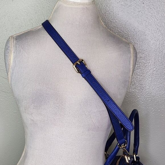 Michael Kors Blue Pebbled Leather Bedford Satchel - Picture 8 of 15